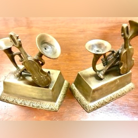 Pair Vintage Castilian Imports Musical Instruments Bookends - Picture 9 of 9